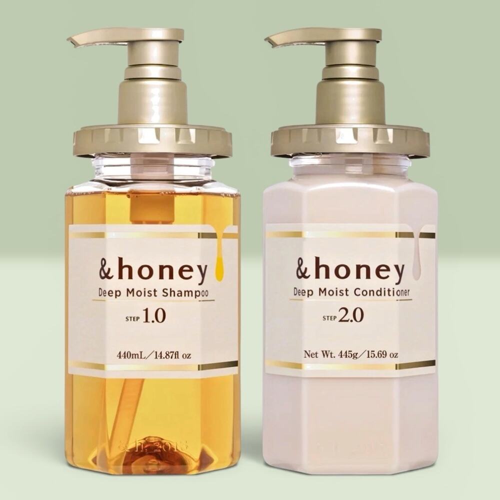 &HONEY DEEP MOIST SHAMPOO & CONDITIONER W/ MANUKA, ACACIA, RAW HONEY 440 + 445ML